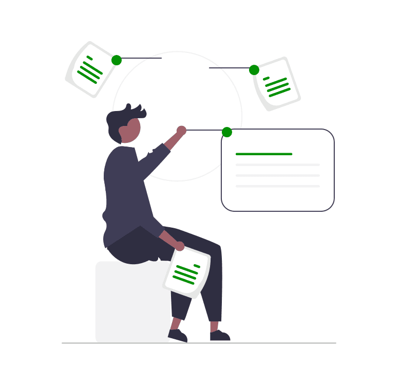 sticky figure of a business person taking a sustainability assessment for their firm
